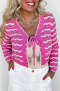 Pink stripe crochet cropped cardigan cardigans