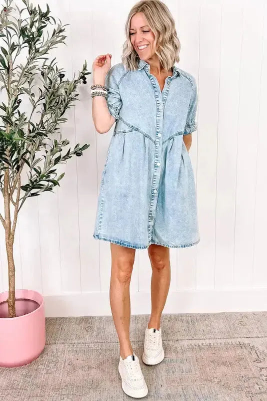 Beau Blue Denim Dress - Fashionfitz