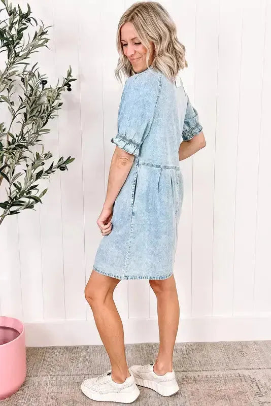 Beau Blue Denim Dress - Fashionfitz