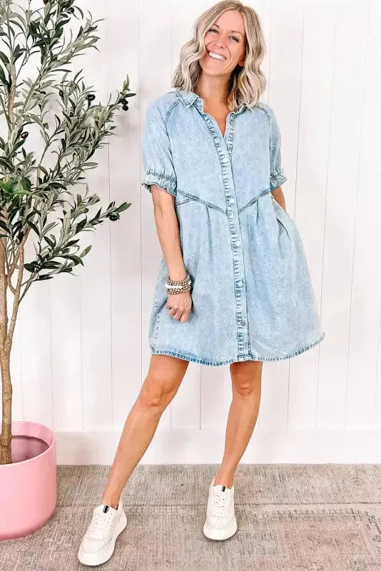 Beau Blue Denim Dress - Fashionfitz