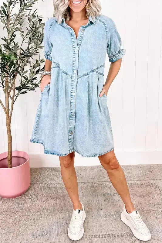 Beau Blue Denim Dress - Fashionfitz