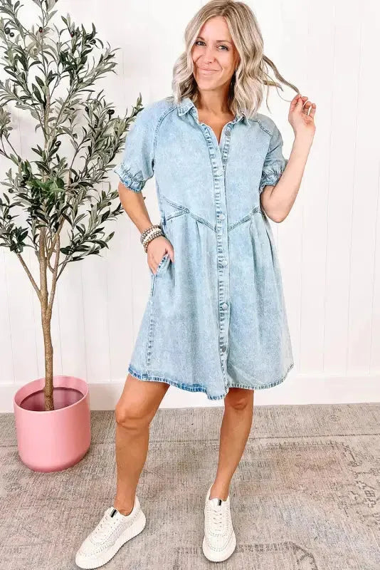 Beau Blue Denim Dress - Fashionfitz