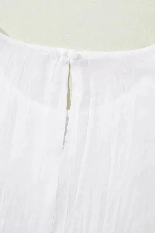 Beige Embroidered Mesh Flounce Sleeve Blouse - Fashionfitz