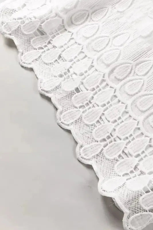 Beige Embroidered Mesh Flounce Sleeve Blouse - Fashionfitz