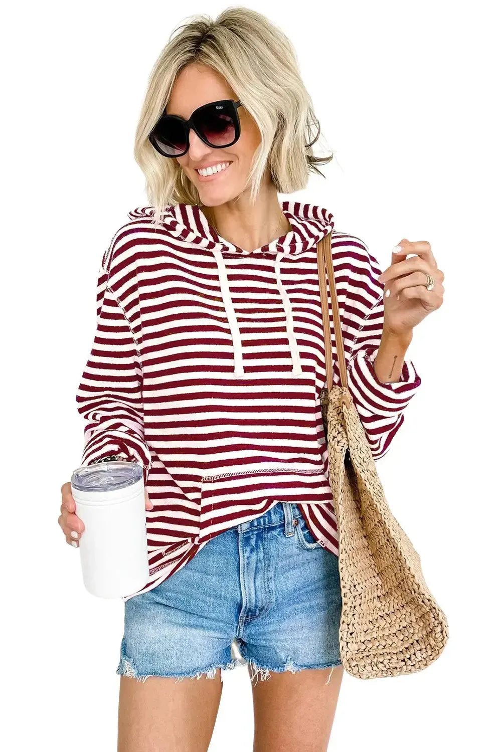 Biking Red Striped Hoodie - Fashionfitz
