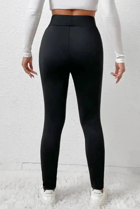 Black Fleece Lining Leggings - High Waist - Fashionfitz