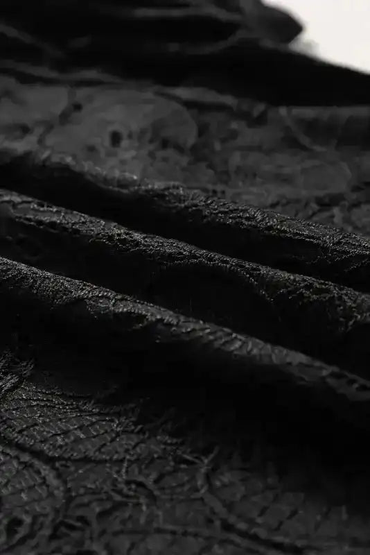 Black Flower Eyelet Jacquard Top - Fashionfitz