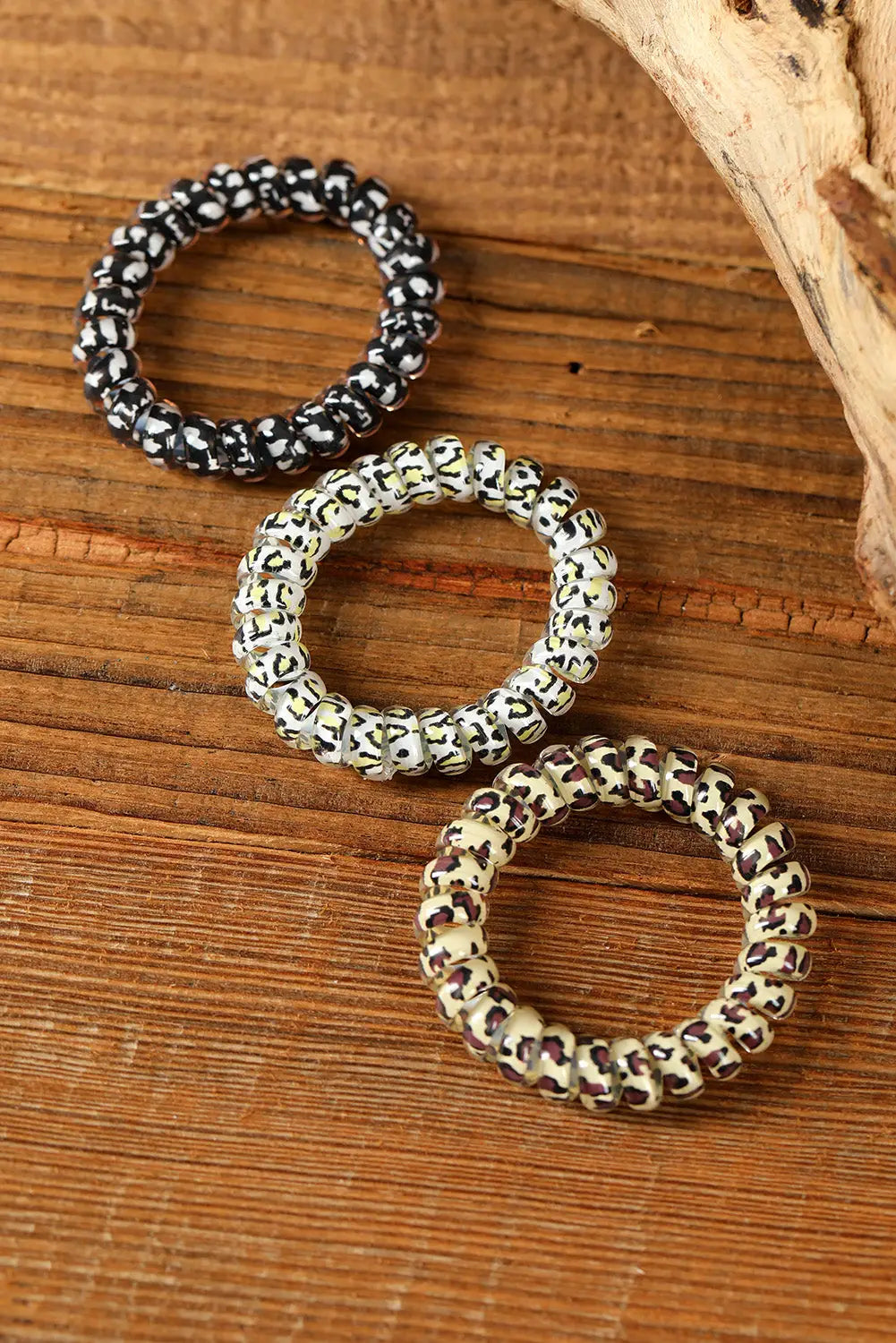 Black leopard printed telephone wire hair loop - one size /