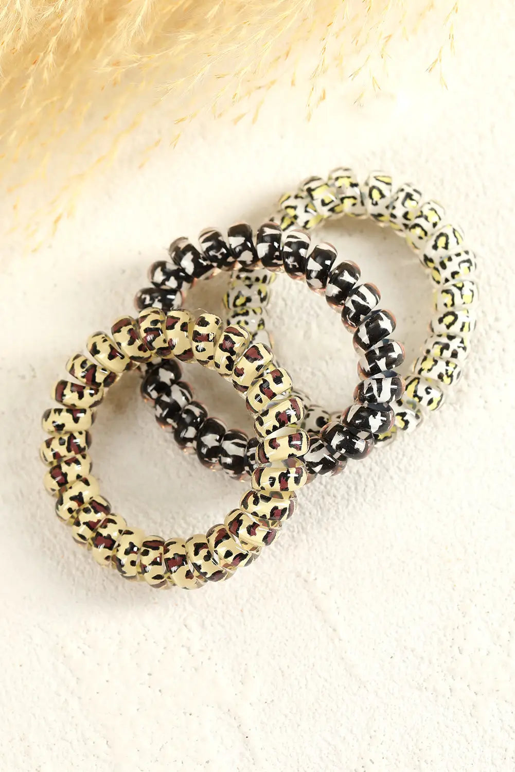 Black leopard printed telephone wire hair loop - one size /