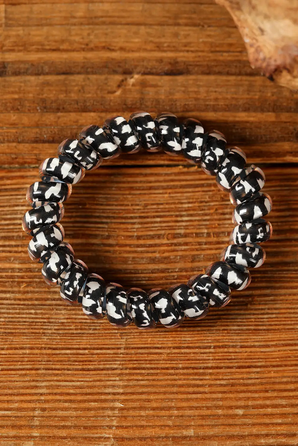 Black leopard printed telephone wire hair loop - one size /