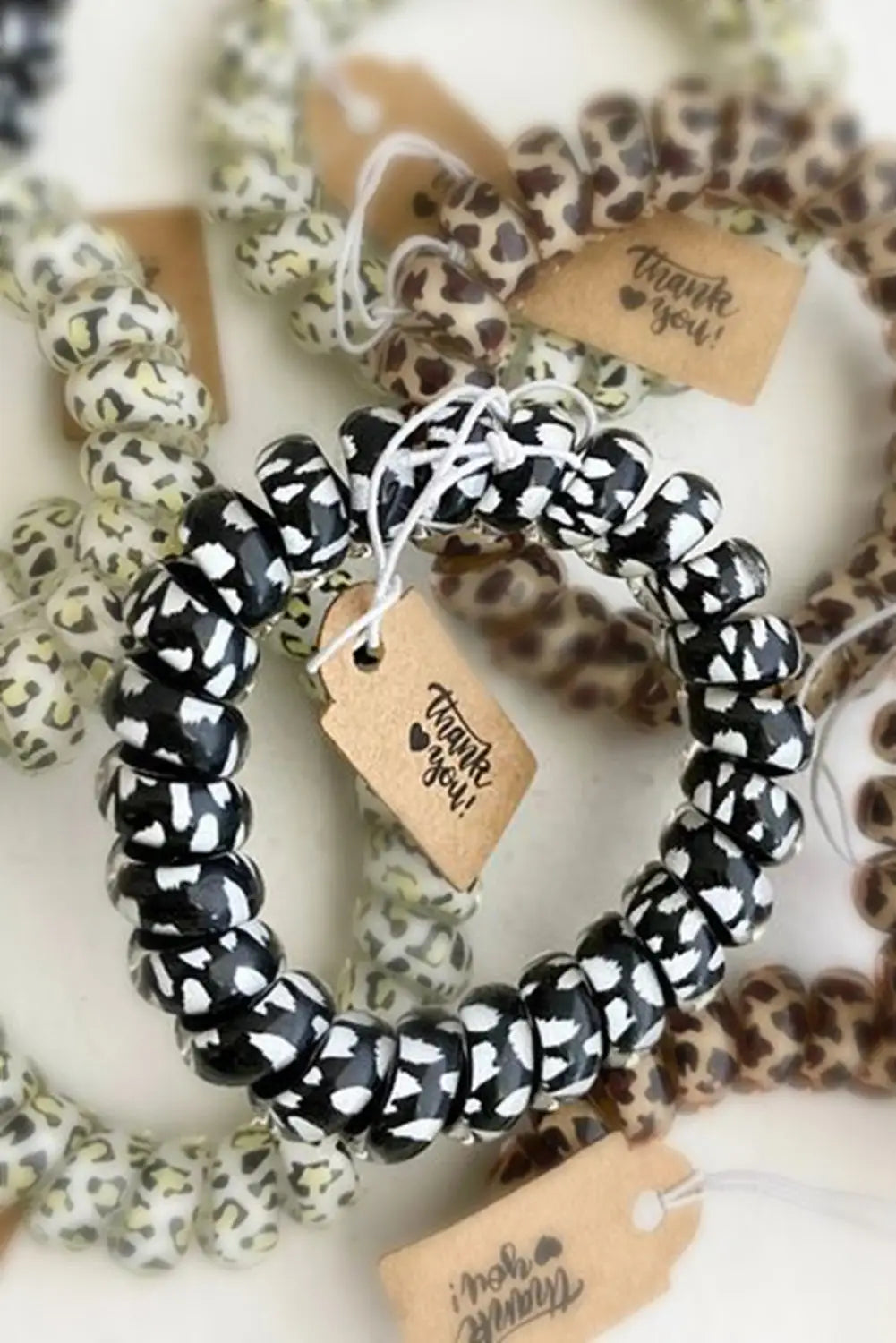 Black leopard printed telephone wire hair loop - one size /