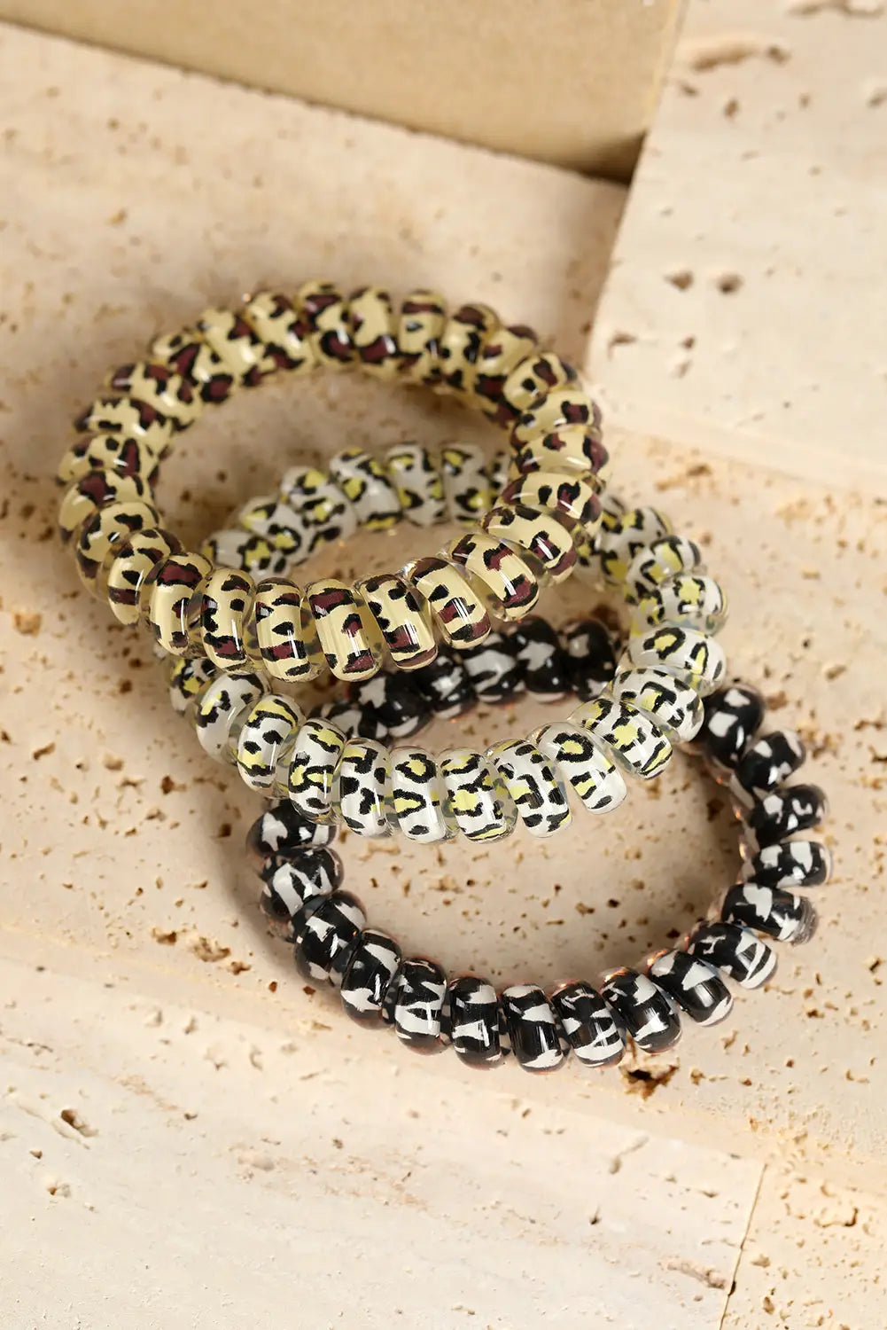 Black leopard printed telephone wire hair loop - one size /