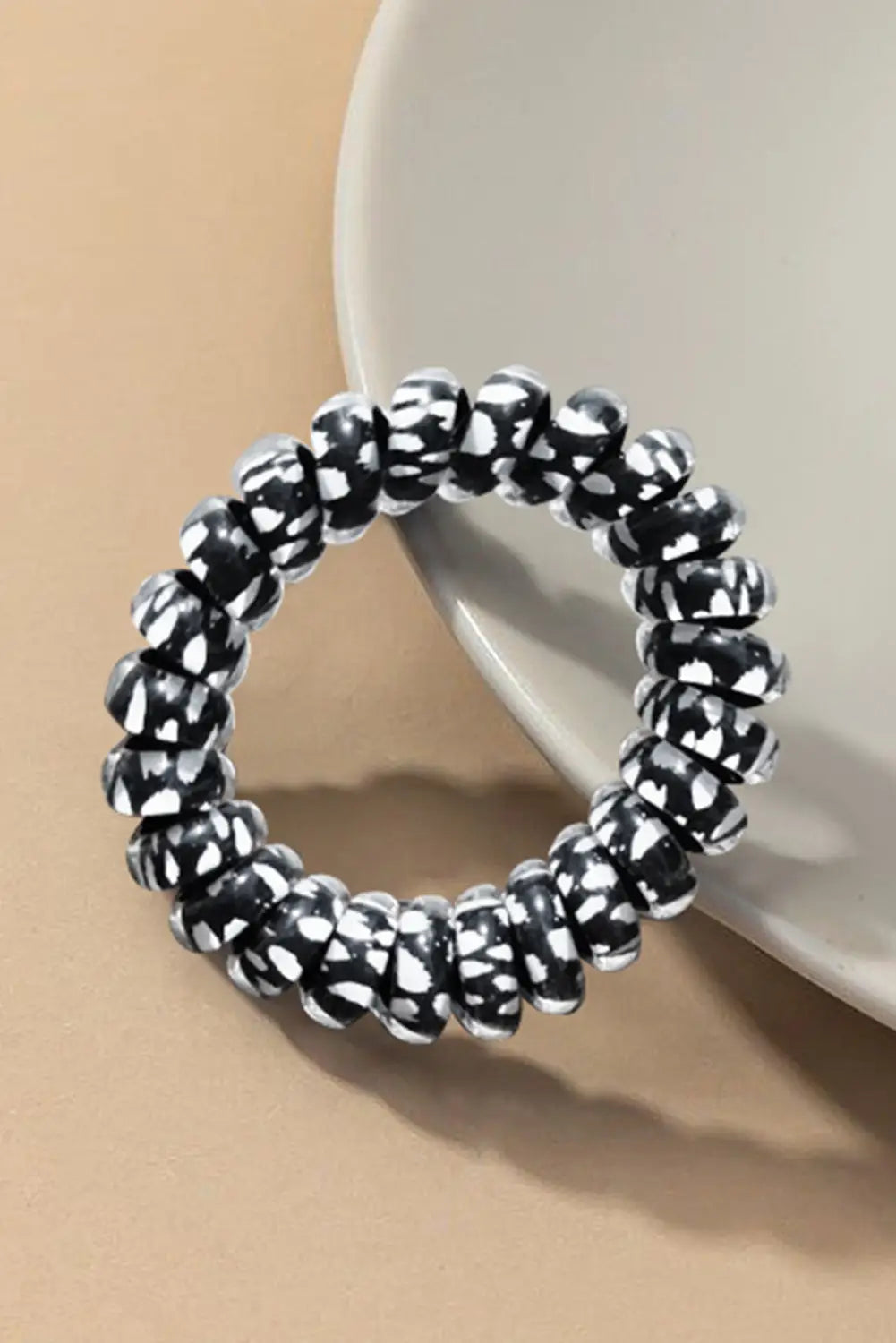 Black leopard printed telephone wire hair loop - one size /