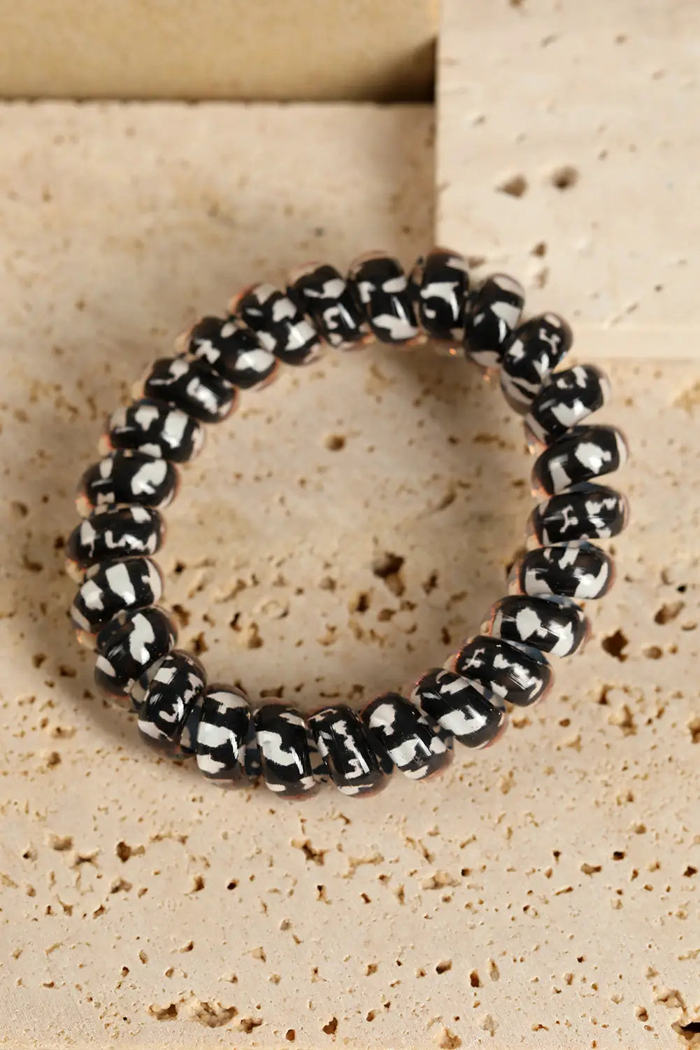 Black leopard printed telephone wire hair loop - one size /