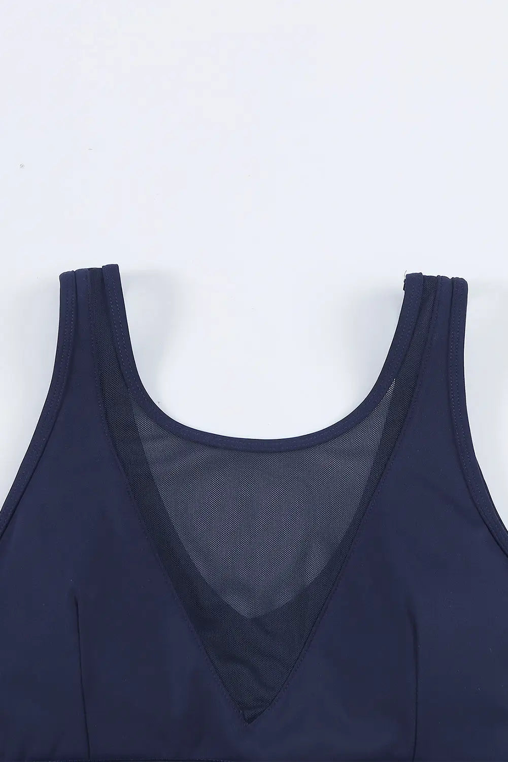 Blue mesh splicing crop top high waist sports set -
