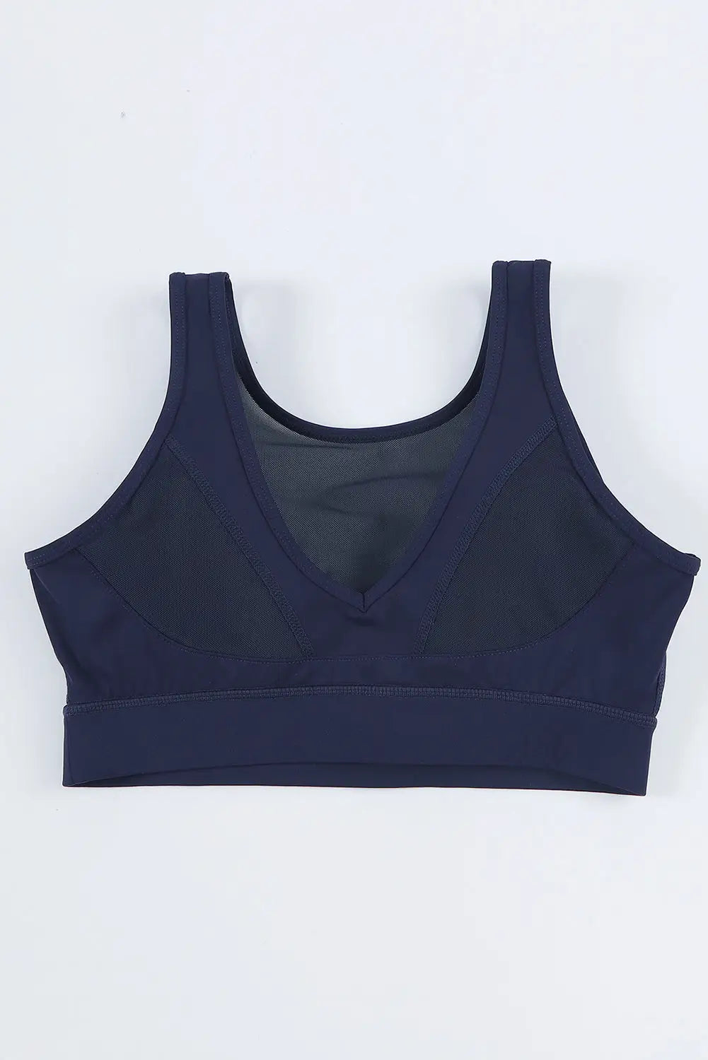 Blue mesh splicing crop top high waist sports set -
