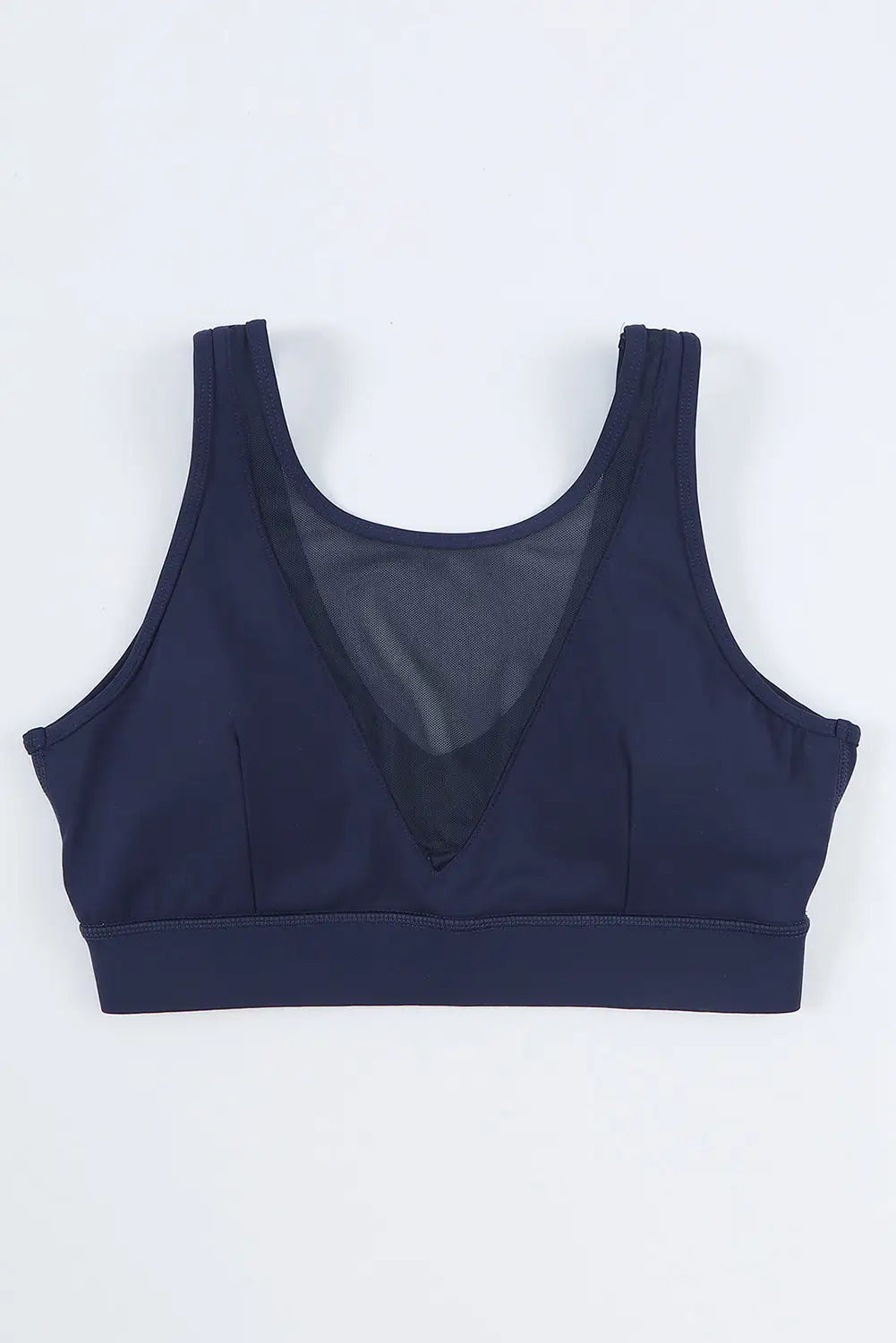 Blue mesh splicing crop top high waist sports set -