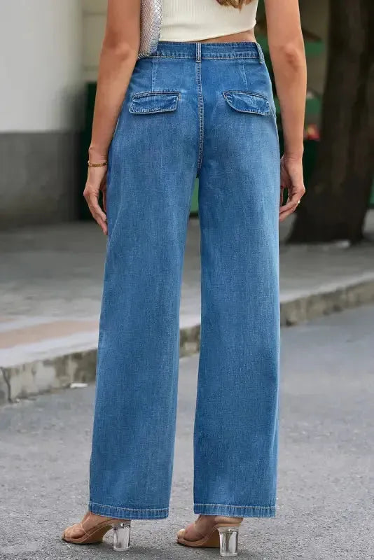 Blue Slouchy Wide Leg Jeans - Fashionfitz