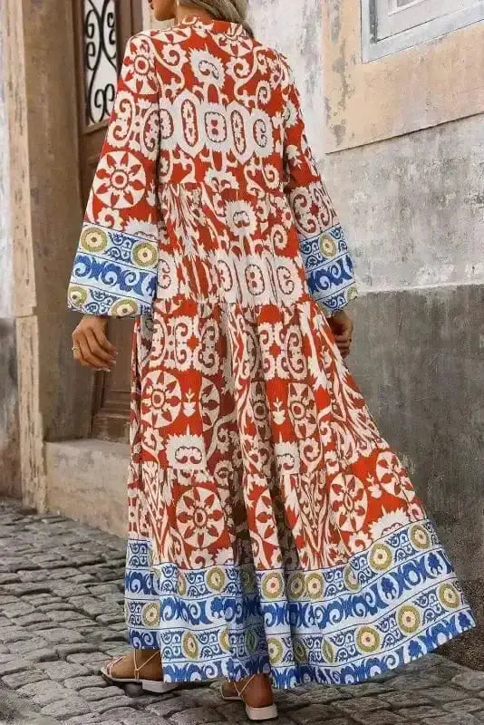 Boho mosaic paisley maxi dress back view — Fashionfitz UK