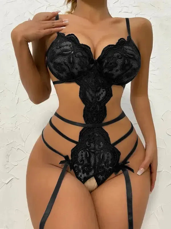 Bows And Ties Lace Teddy Lingerie - Fashionfitz