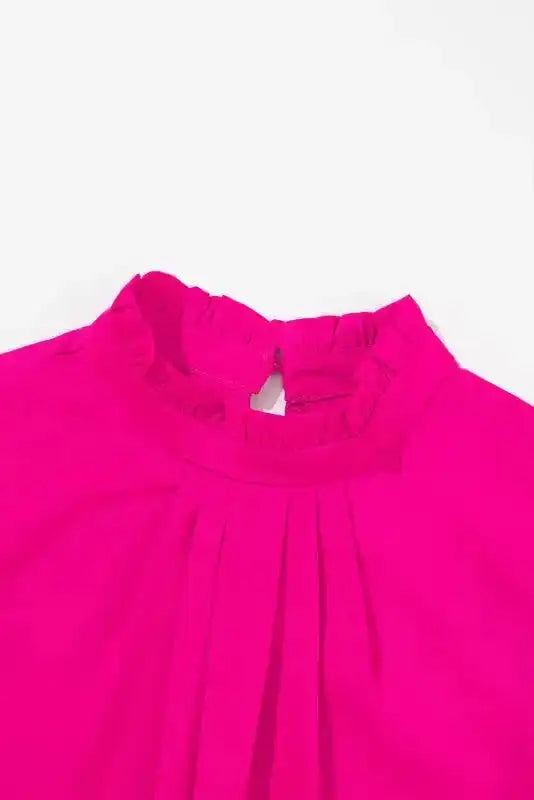 Bright Pink Pleated Sleeveless Top - Fashionfitz