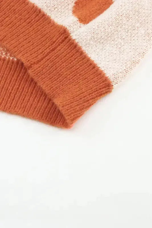 Brown Checkered Floral Print Striped Sleeve Sweater - Fashionfitz