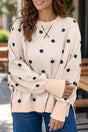 Polka dot long sleeve round neck tunic sweatshirt women UK | Fashionfitz