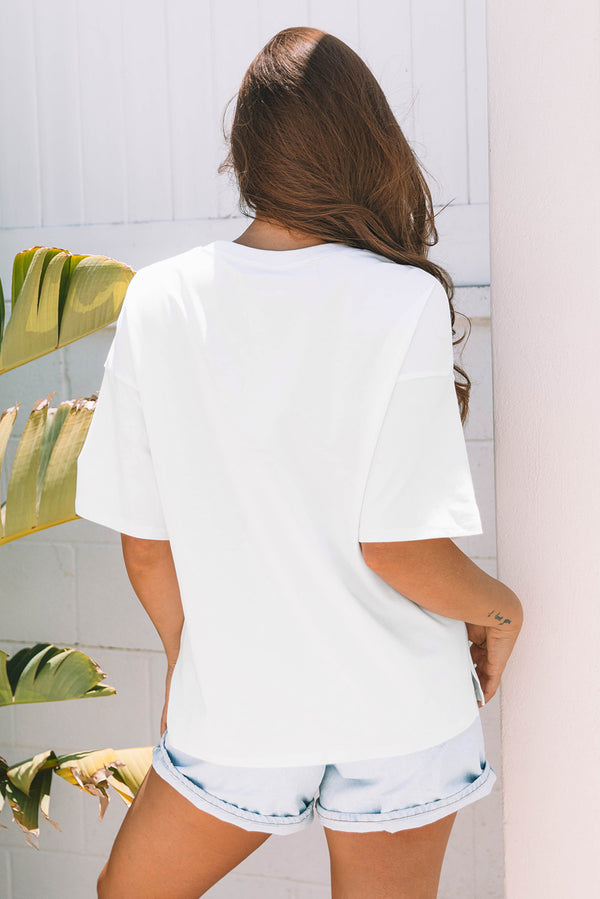 White Star Layered Patched Graphic Drop Shoulder Tee Women UK