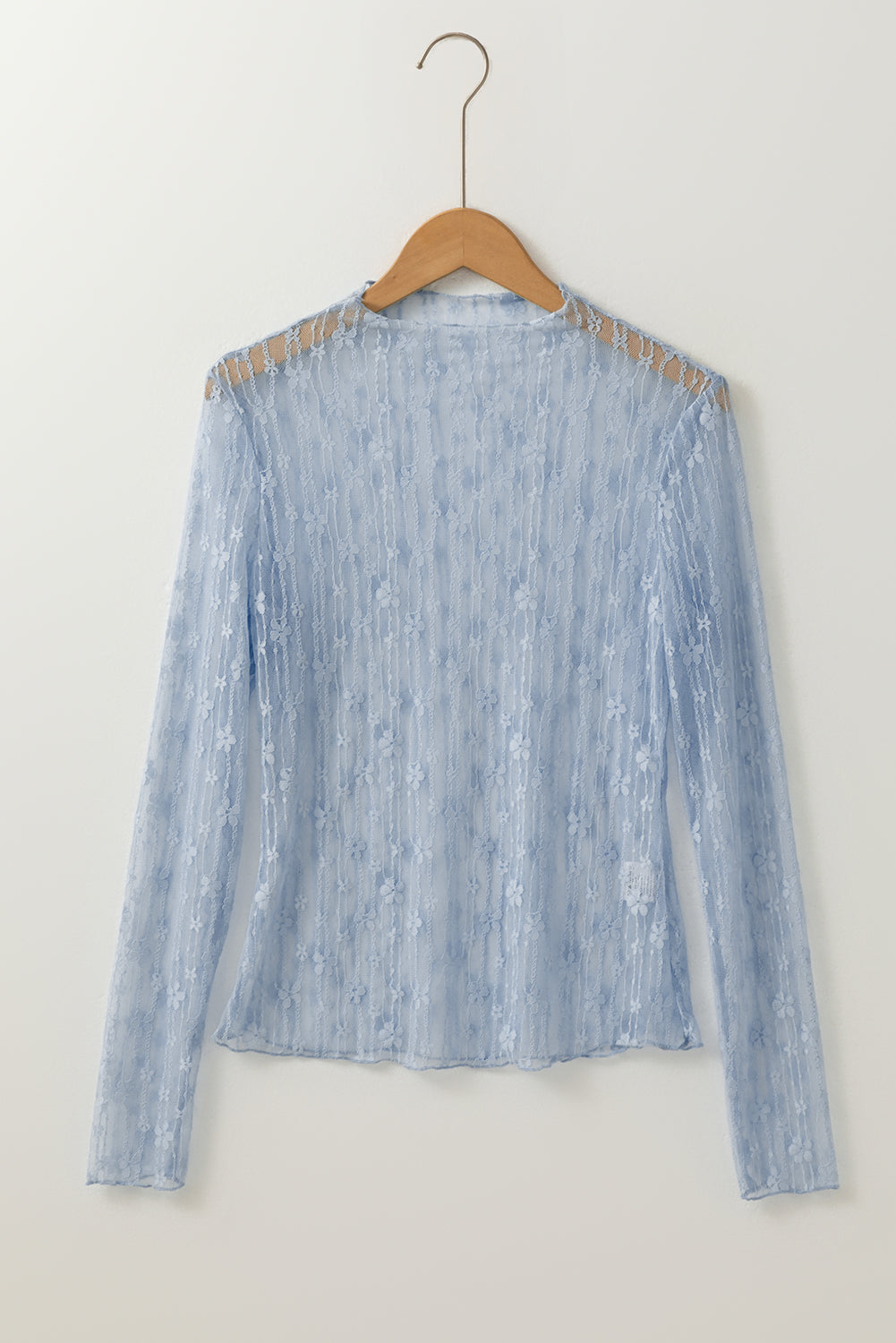 Sheer Floral Lace Slim-Fit Top