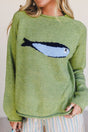 Fish Knit Oversized Round Neck Sweater