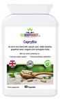 CapryBio Gastrointestinal Complex — caprylic acid, oregano oil and herbal blend, 90 vegan capsules for gut health, BioBodyBoost UK