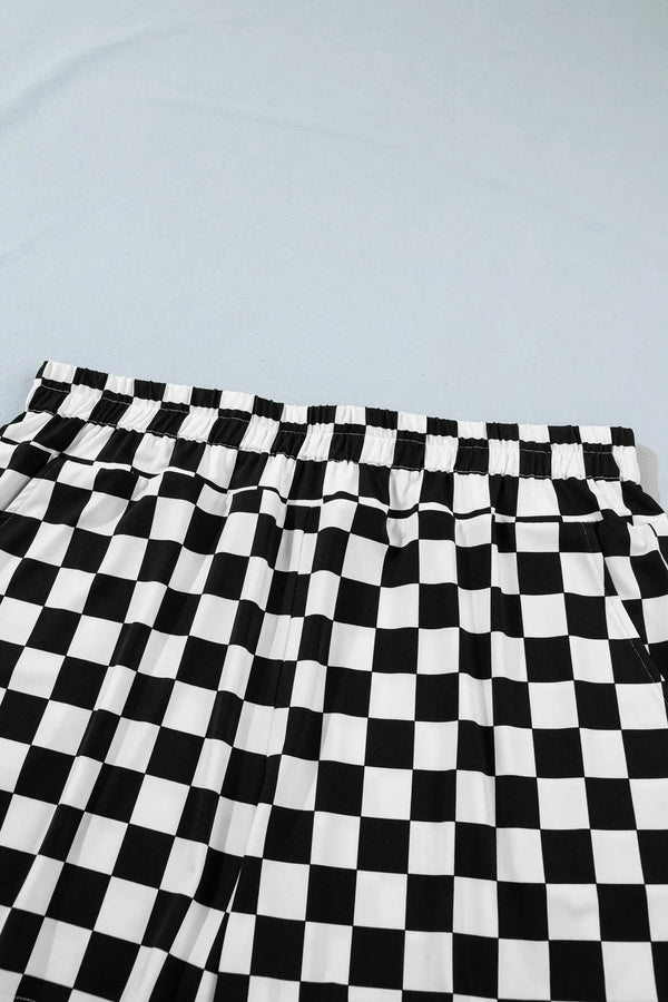 Checkered Athleisure Shorts Plus Size Women UK — side view | Fashionfitz UK