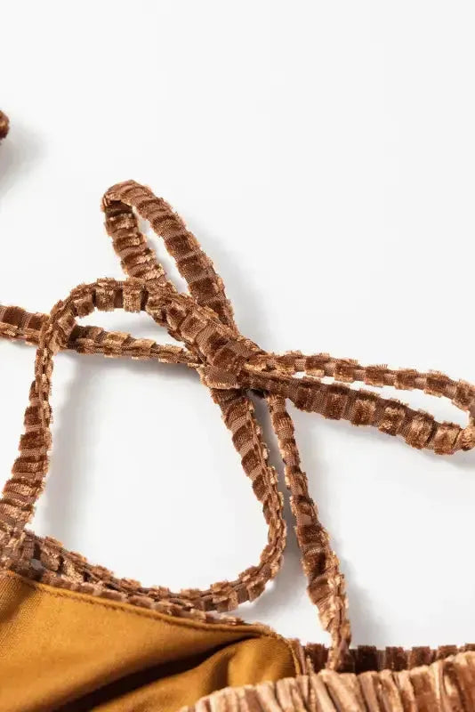 Chestnut Half Zip V Neck Ribbed Velvet Top - Fashionfitz