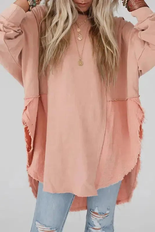 Chic High-Low Hem Oversized Blouse - Fashionfitz