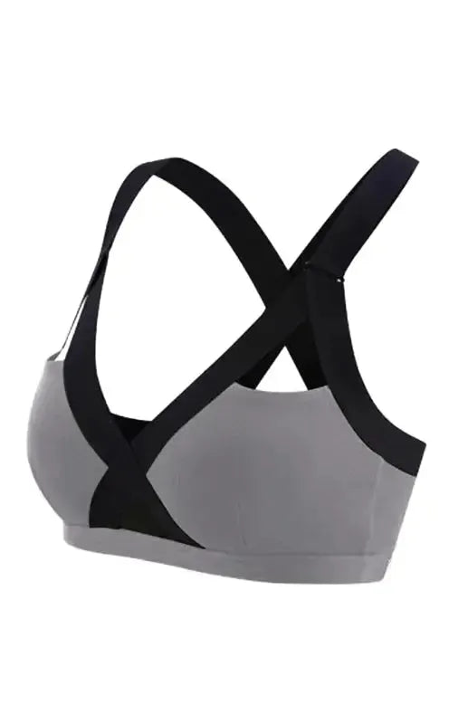 Color Contrast Sexy Cross Elastic Sports Bra - Fashionfitz