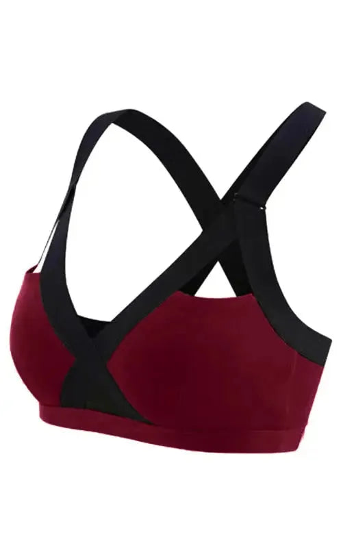 Color Contrast Sexy Cross Elastic Sports Bra - Fashionfitz