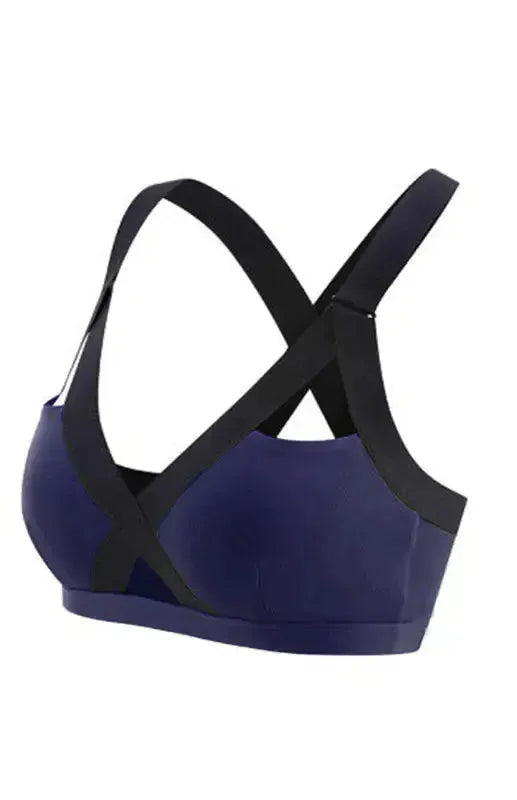 Color Contrast Sexy Cross Elastic Sports Bra - Fashionfitz