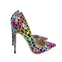 FashionFitz Vivid Leopard Stilettos in multicolour with pointed toe and high heel, perfect for night outs or events. Bold leopard print design.