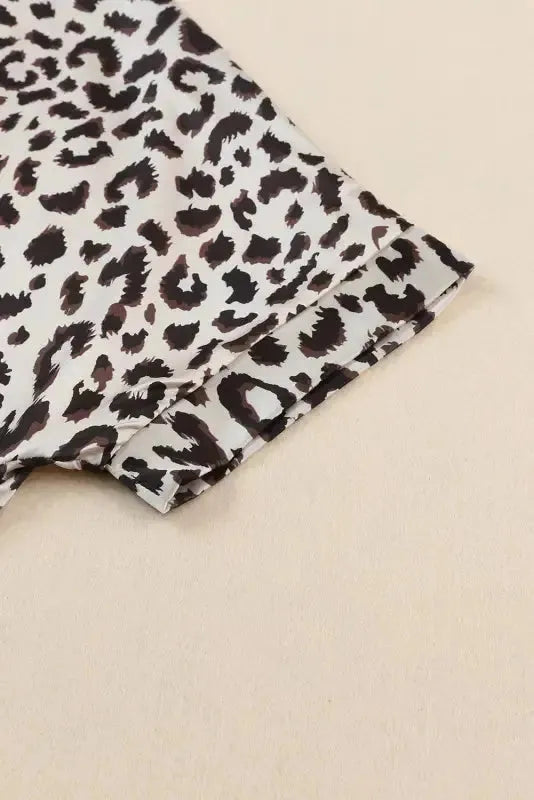 Contrast Leopard Color Block Blouse - Fashionfitz