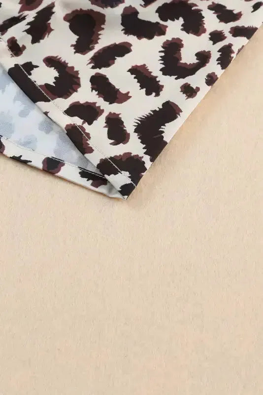 Contrast Leopard Color Block Blouse - Fashionfitz