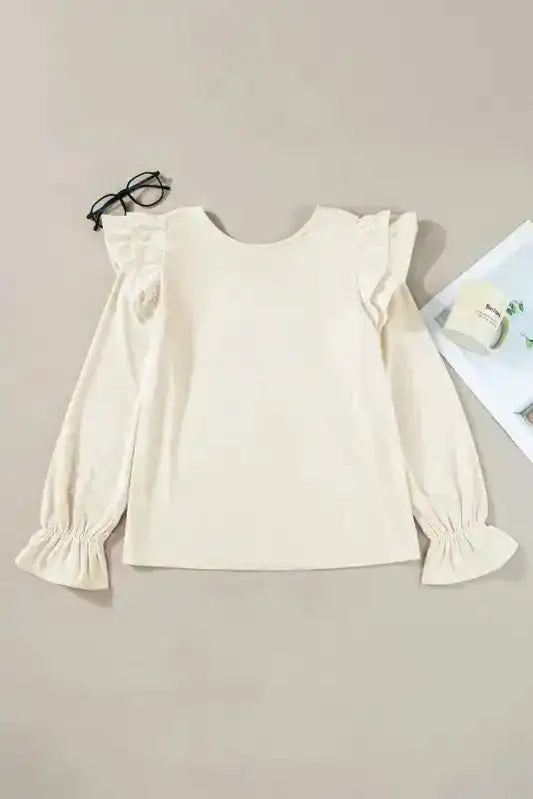 Corduroy Charm Ruffle Blouse - Fashionfitz