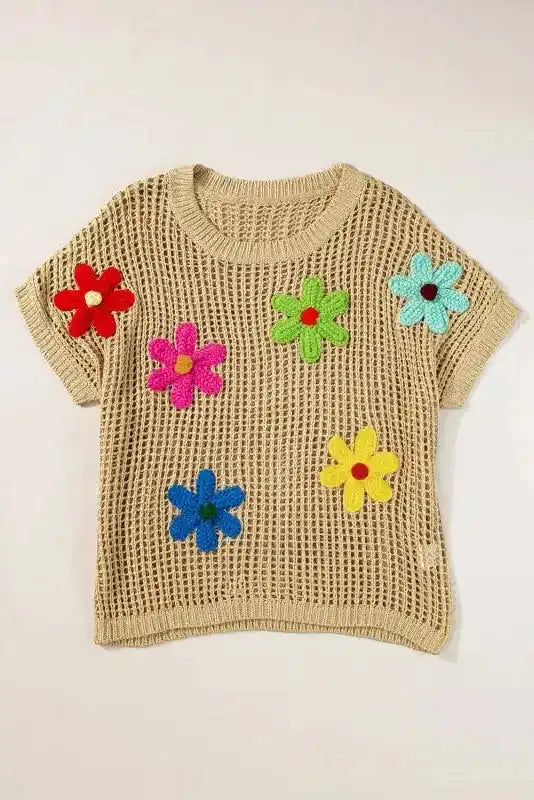 Crochet Flower T Shirt - Fashionfitz