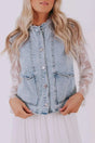 Beau blue scallop‑trim denim waistcoat vests
