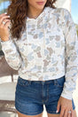 Camo print long sleeve hooded pullover top women UK | Fashionfitz