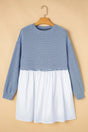 Cobalt stripe pleated dress - trendy & elegant | high waist design