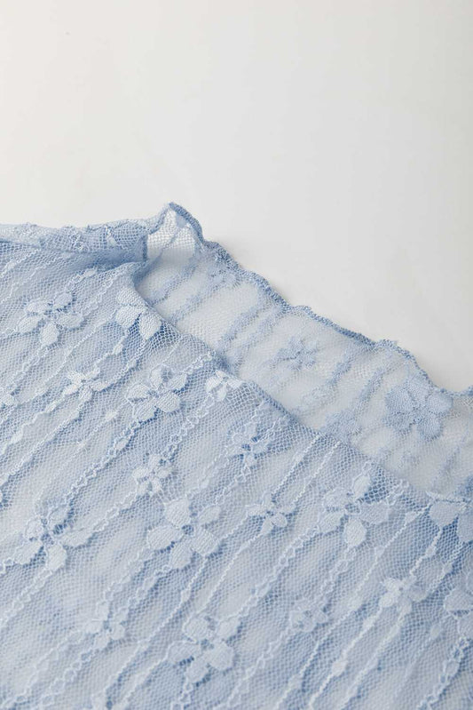 Sheer Floral Lace Slim-Fit Top