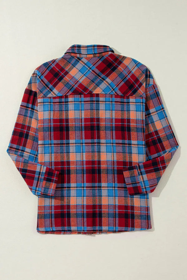 Red tartan plaid casual shirt back view — Fashionfitz UK