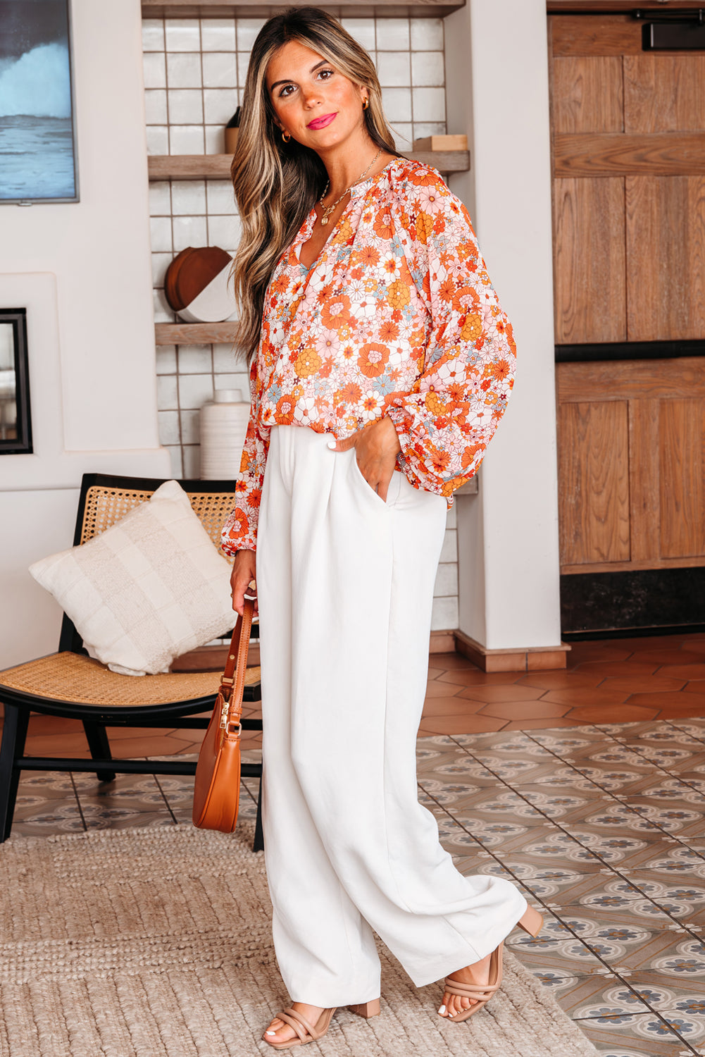 Yellow Floral Print Top