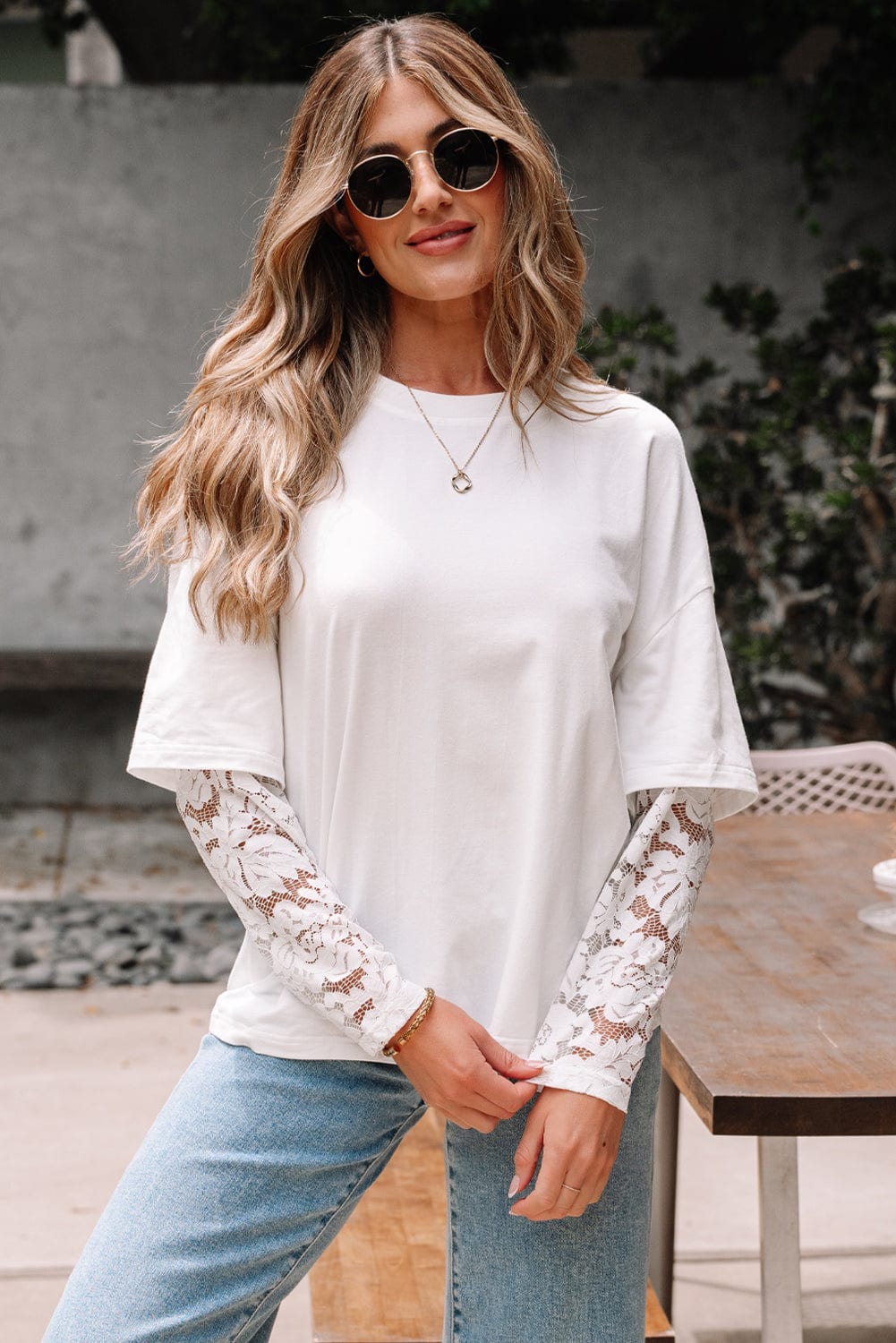 Tops Romantic Lace Long Sleeve Top