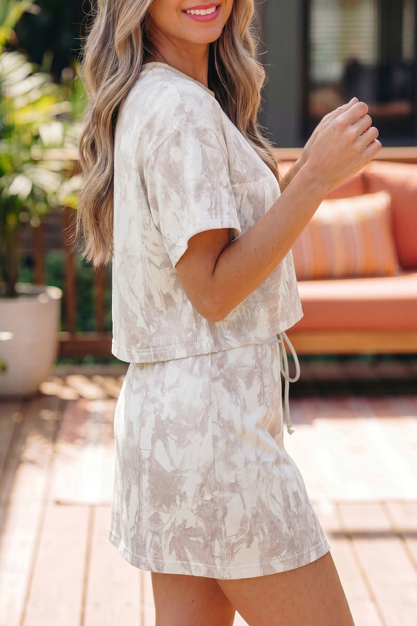 Camo Print Raw Edge Cropped Top & Skirt Set Women UK — side view | Fashionfitz UK